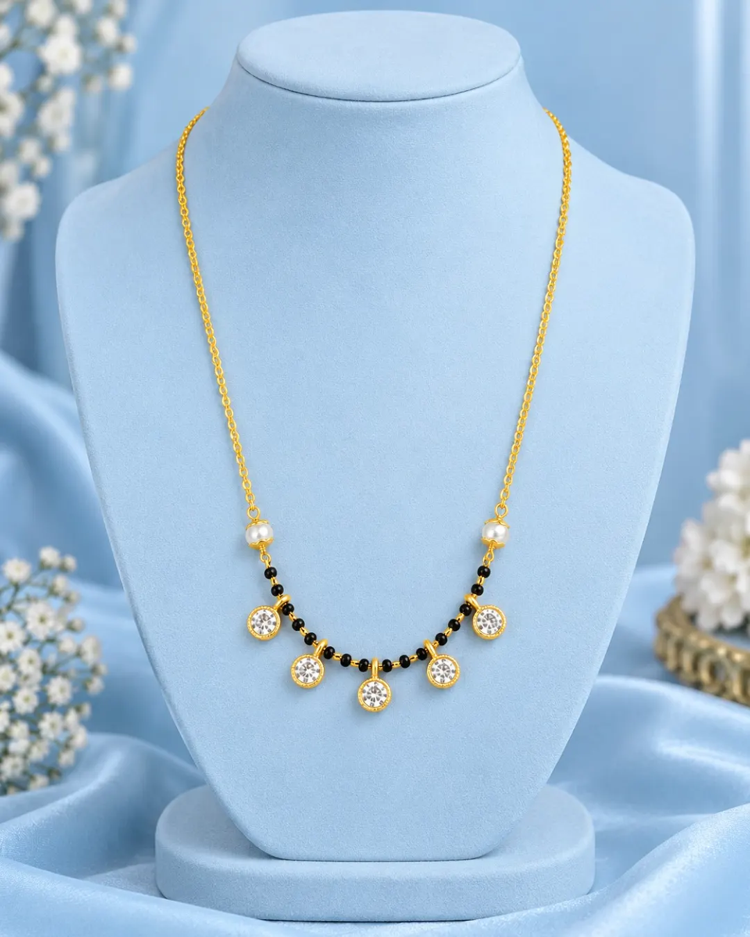 CRYSTAL CHARM PEARL MANGALSUTRA