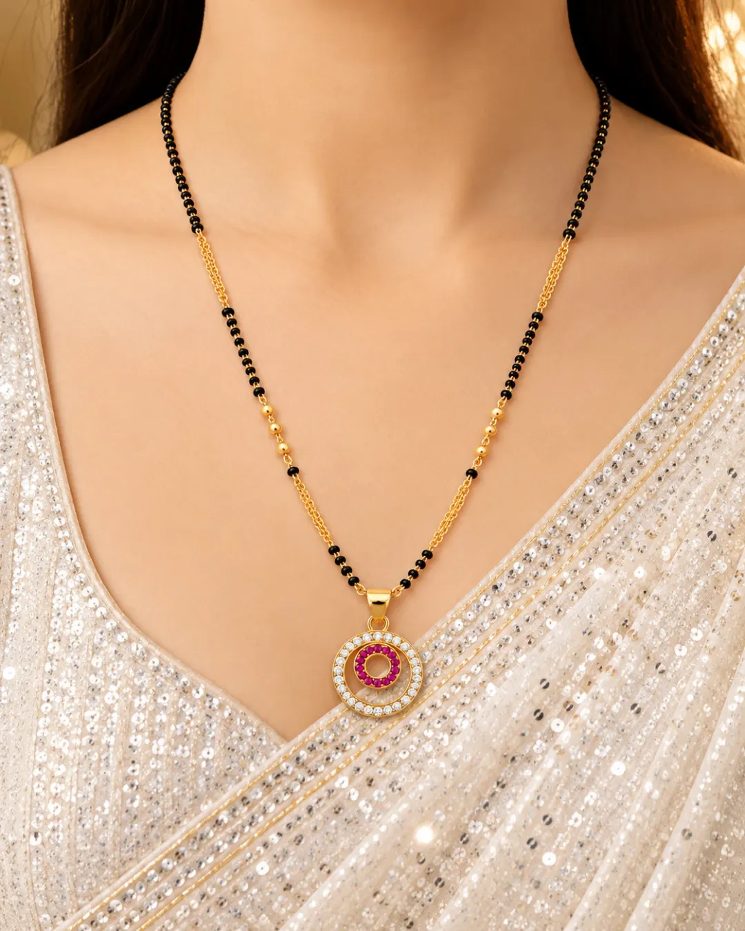 RUBY CIRCLE CRYSTAL MANGALSUTRA
