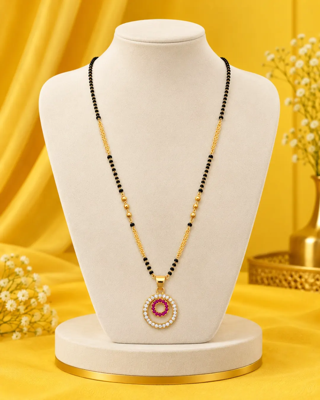 RUBY CIRCLE CRYSTAL MANGALSUTRA