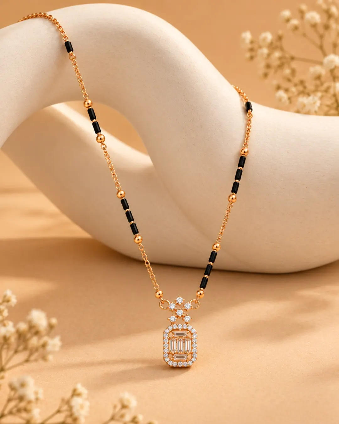 ROSE GOLD FLORAL CRYSTAL DROP MANGALSUTRA