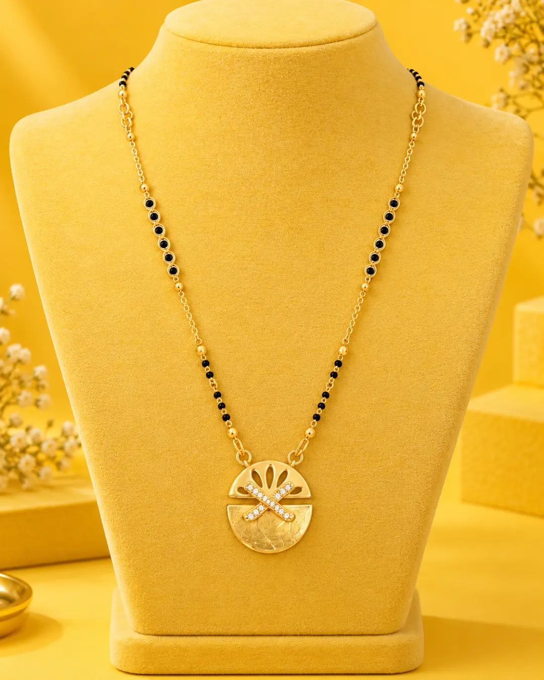 GOLDEN FLORAL DISC MANGALSUTRA
