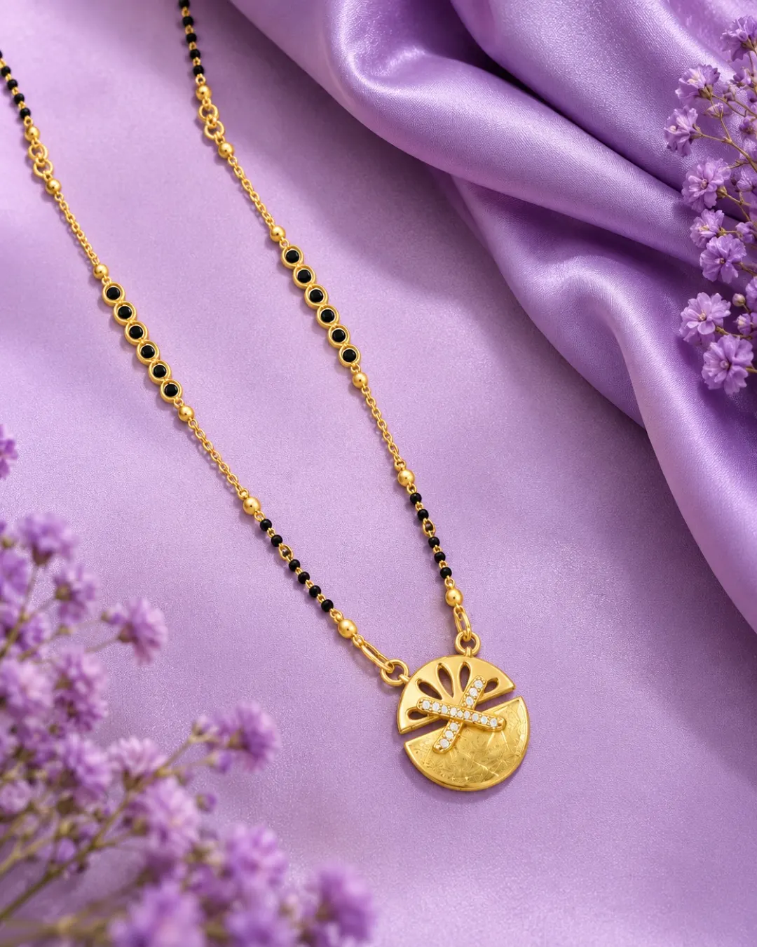 GOLDEN FLORAL DISC MANGALSUTRA