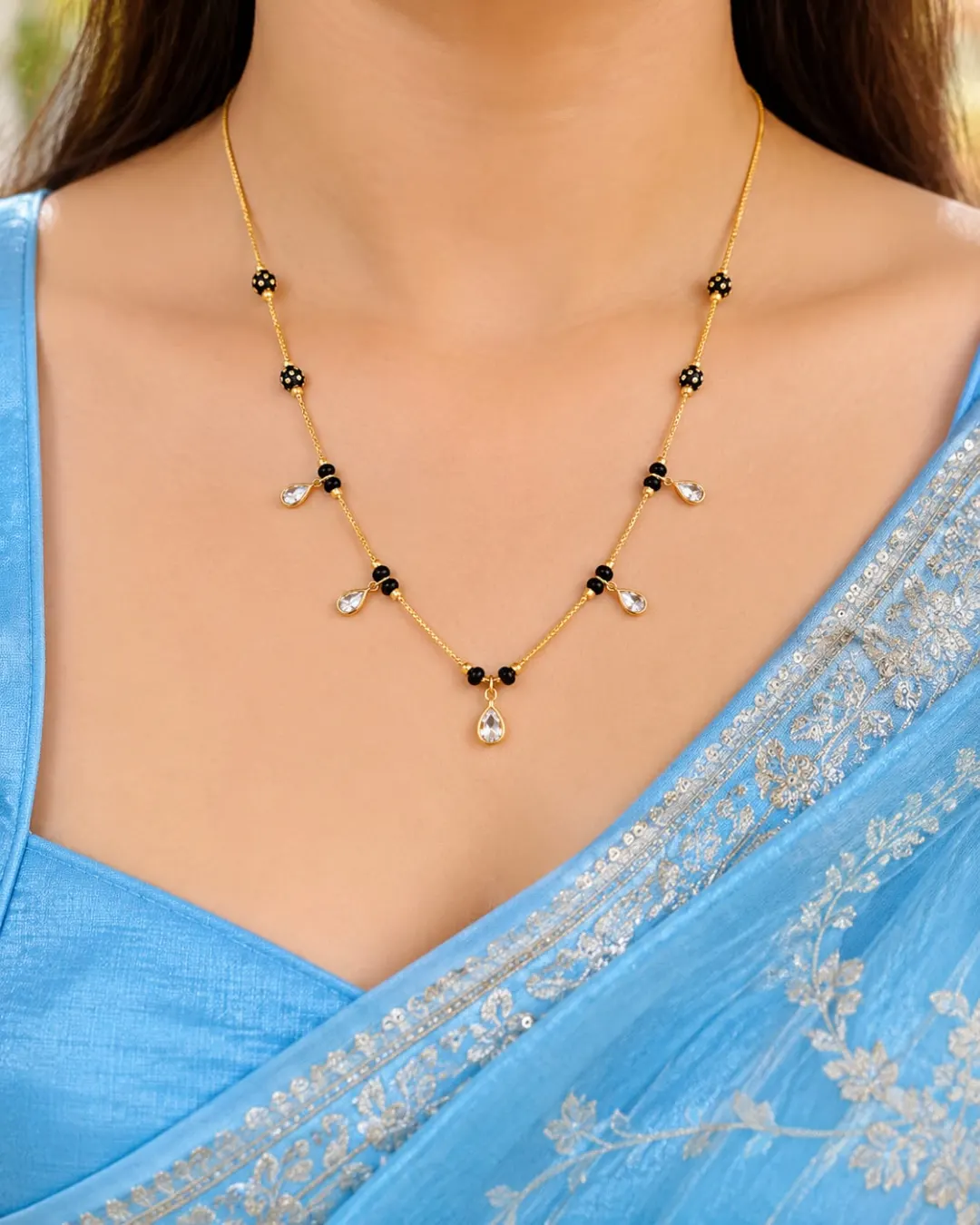CRYSTAL TEARDROP CHARM MANGALSUTRA