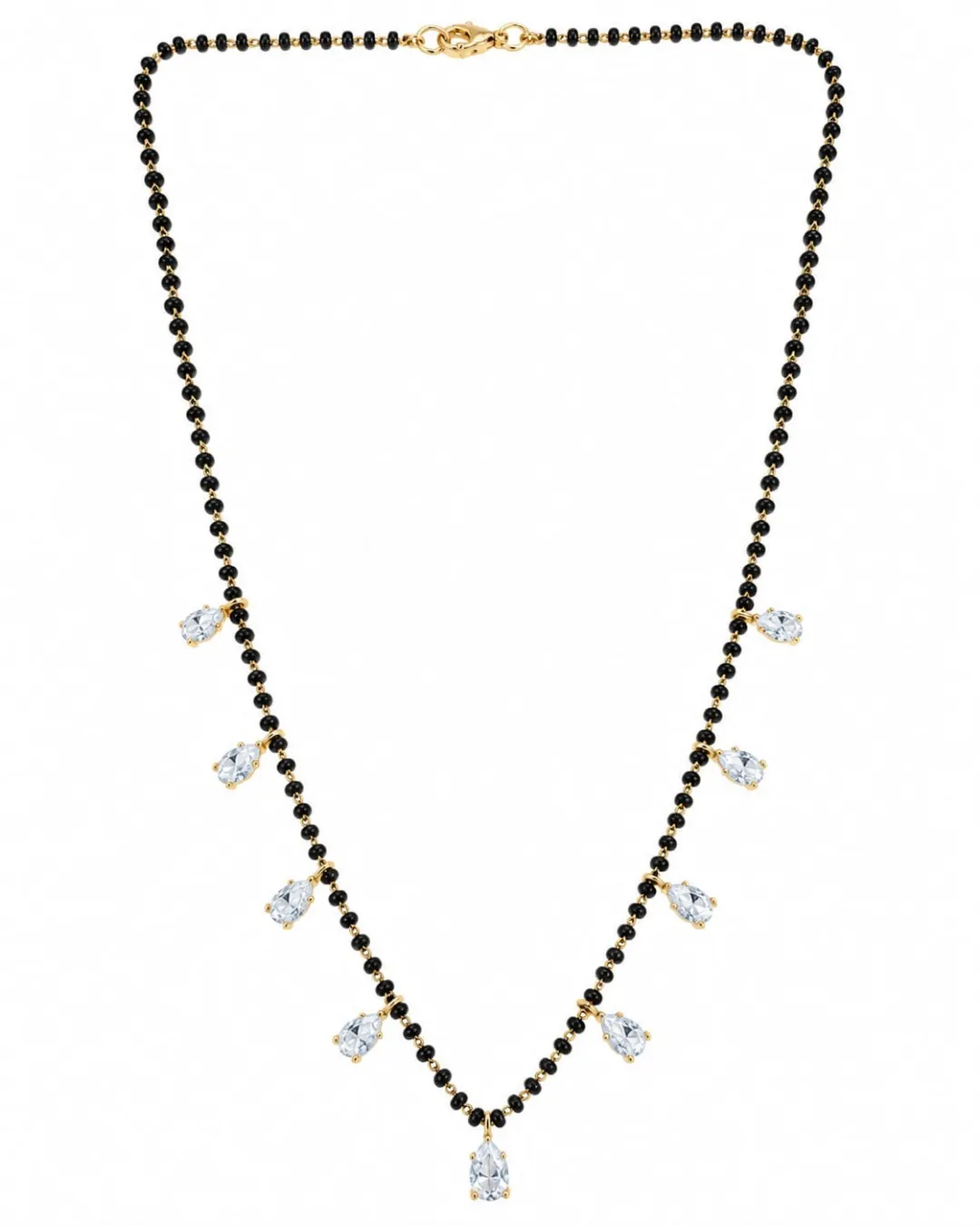 CRYSTAL TEARDROP BLACK BEAD MANGALSUTRA