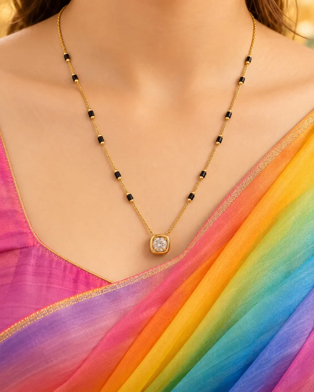 ROSE GOLD SQUARE SOLITAIRE MANGALSUTRA