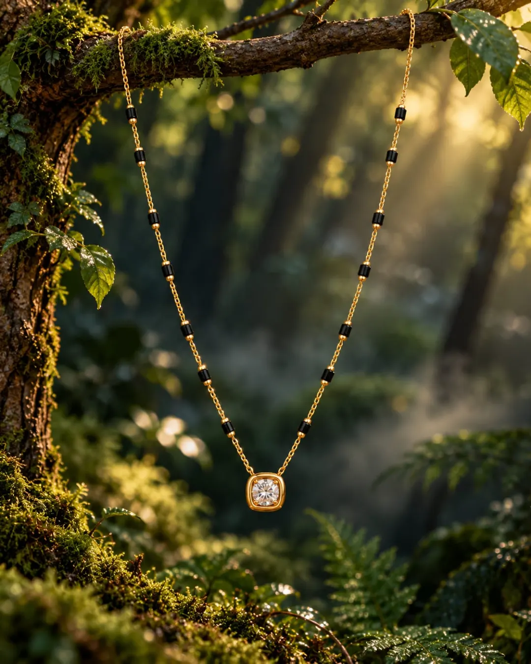 ROSE GOLD SQUARE SOLITAIRE MANGALSUTRA