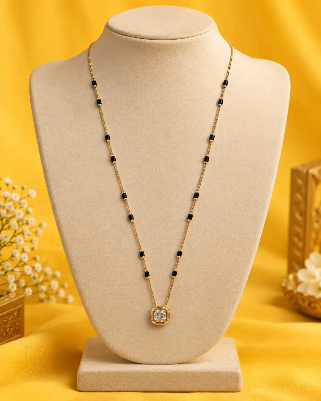 ROSE GOLD SQUARE SOLITAIRE MANGALSUTRA