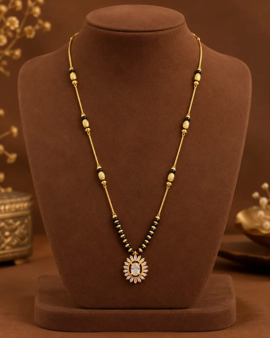 GOLDEN SUNBURST CRYSTAL MANGALSUTRA