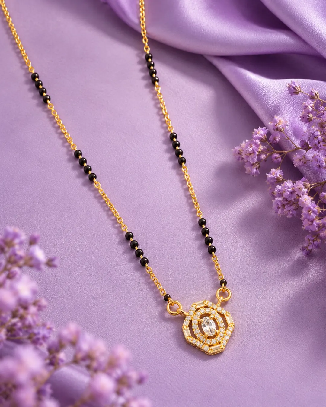 GOLDEN SPIRAL CRYSTAL MANGALSUTRA