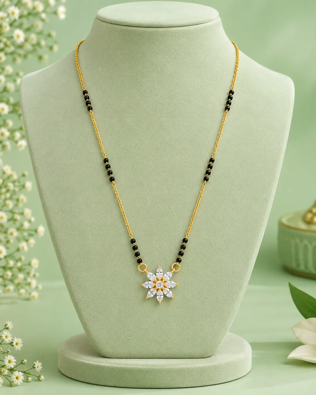 GOLD PLATED FLORAL PENDANT MANGALSUTRA