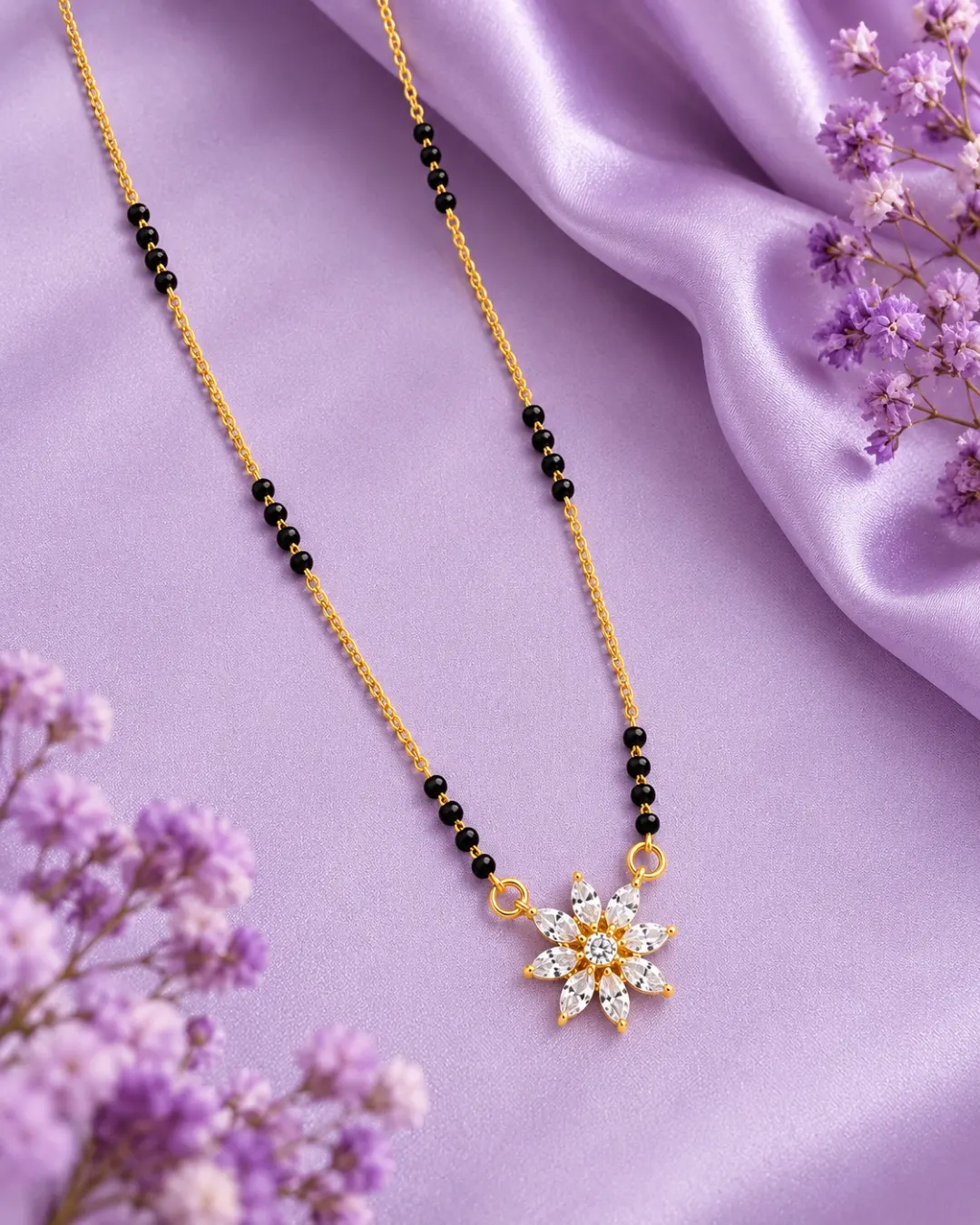 GOLD PLATED FLORAL PENDANT MANGALSUTRA