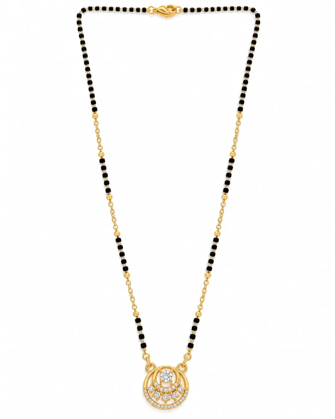 GOLD PLATED SPARKLING ROUND PENDANT MANGALSUTRA
