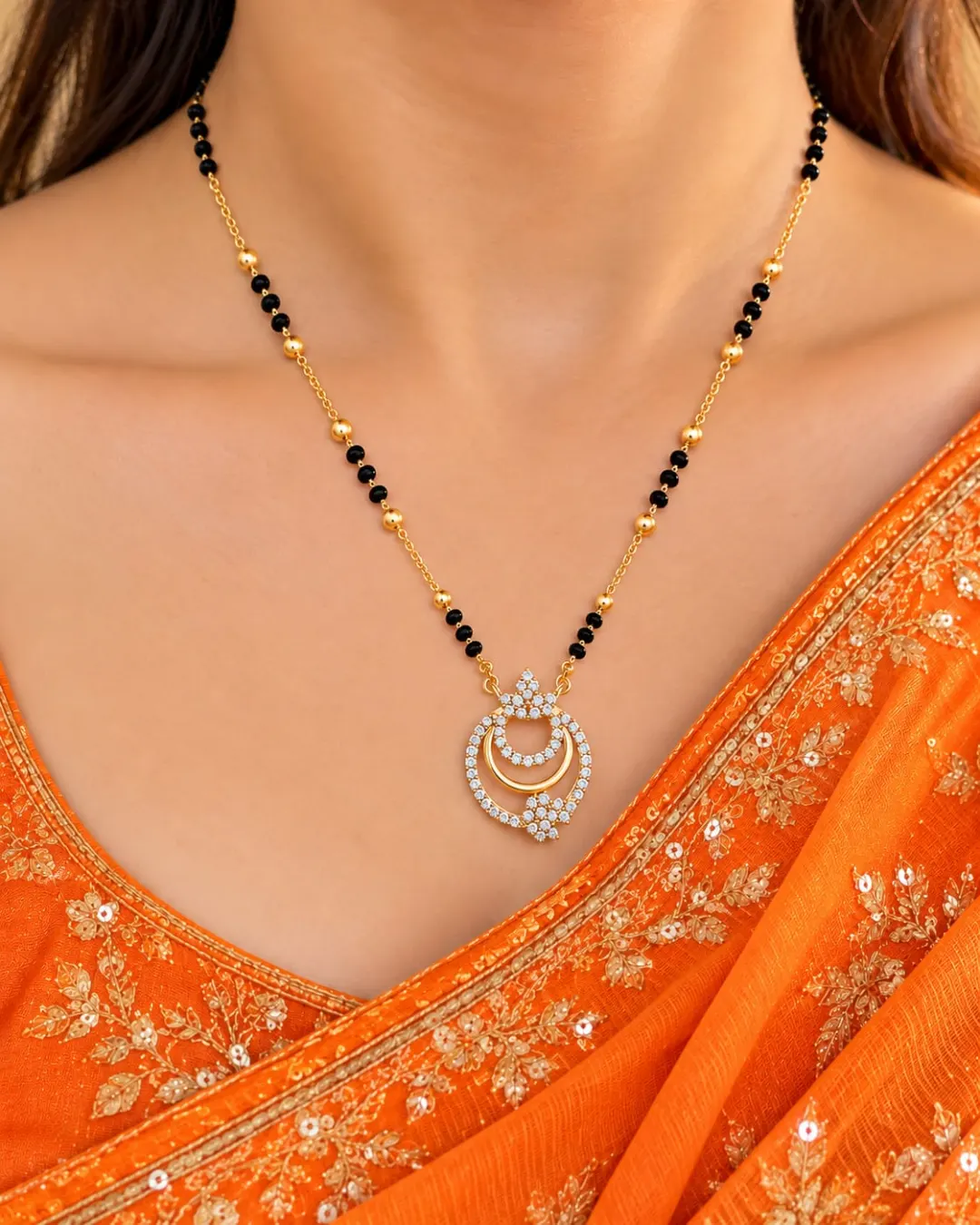 GOLD PLATED AD STONE MANGALSUTRA