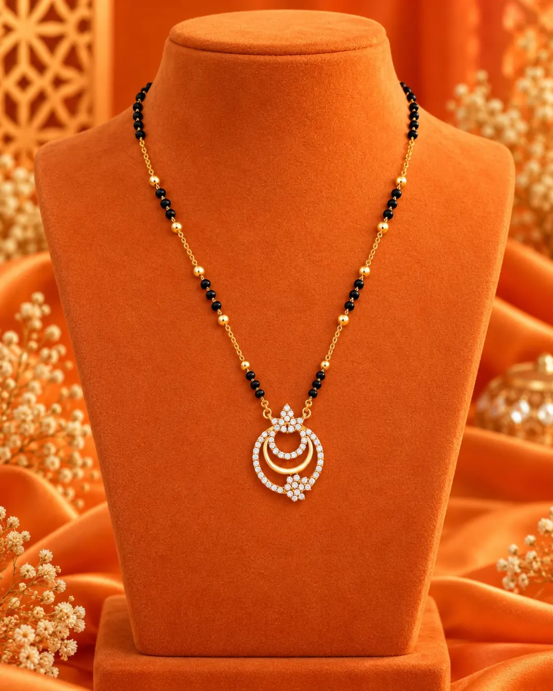 GOLD PLATED AD STONE MANGALSUTRA