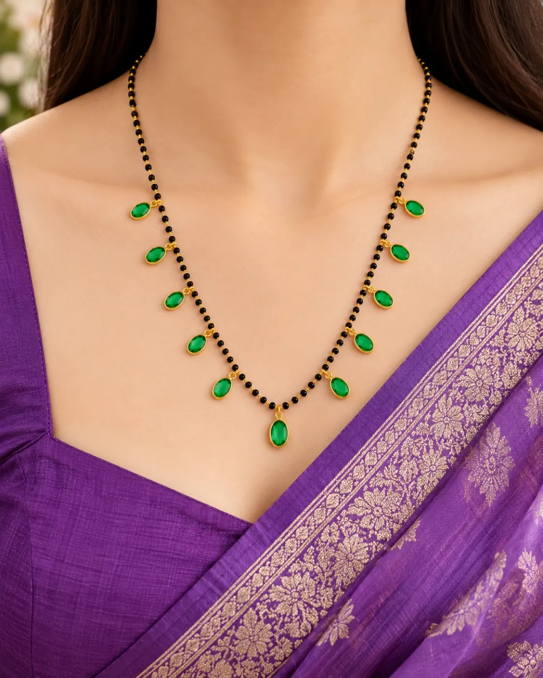 EMERALD GRACE BLACK BEAD MANGALSUTRA