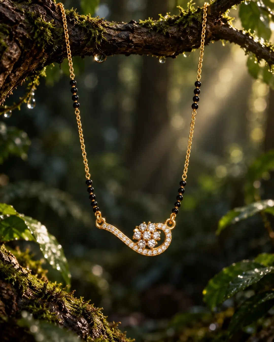 GOLDEN FLORAL SPARKLE MANGALSUTRA