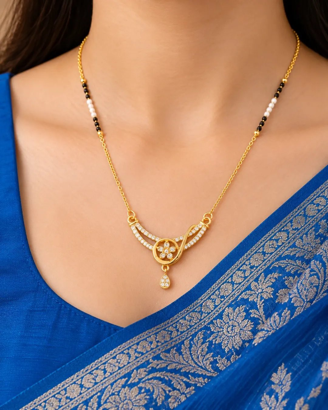 ROYAL FLORAL SWIRL DROP MANGALSUTRA