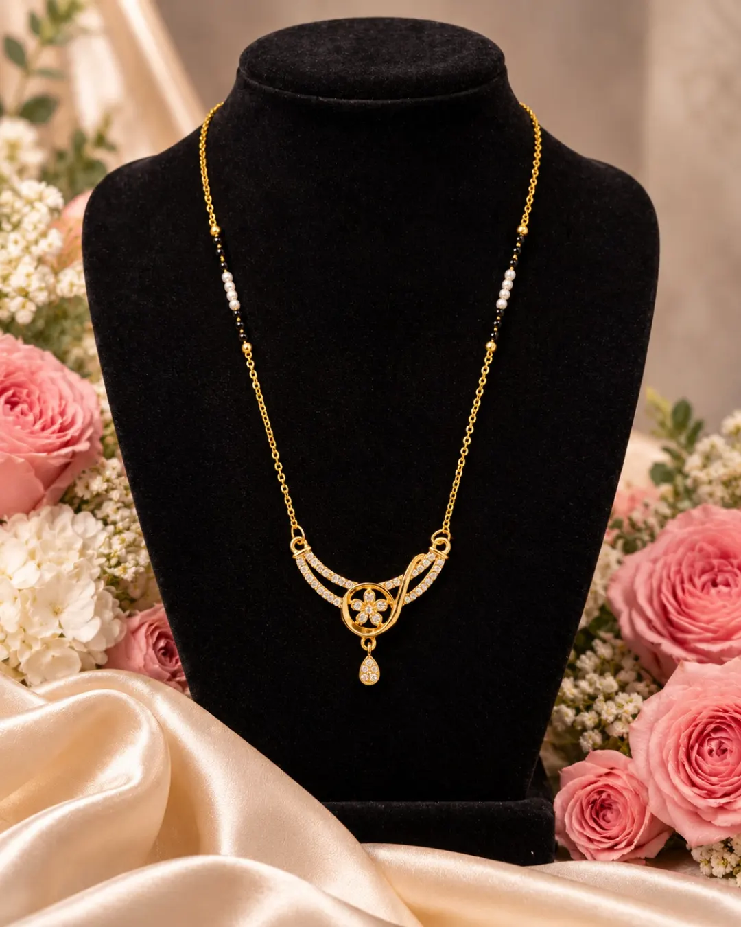 ROYAL FLORAL SWIRL DROP MANGALSUTRA