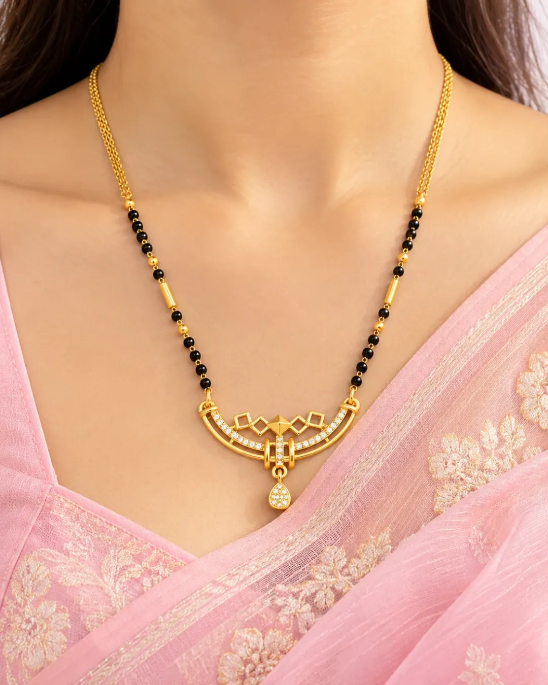 ROYAL GOLDEN CRESCENT DROP MANGALSUTRA