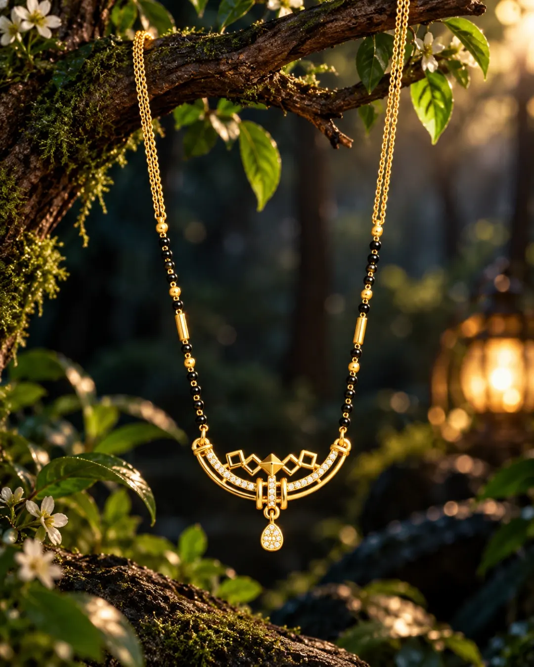 ROYAL GOLDEN CRESCENT DROP MANGALSUTRA