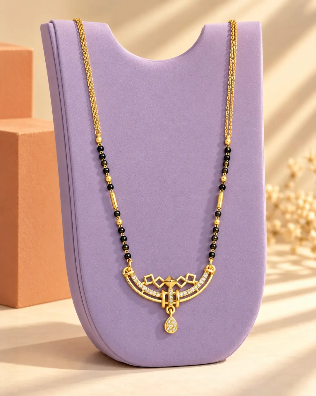 ROYAL GOLDEN CRESCENT DROP MANGALSUTRA